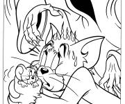 Coloriage Tom et Jerry effray&eacute;