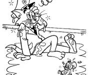 Coloriage Tom et Jerry  fatigu&eacute;s