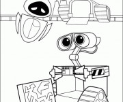 Coloriage Dessin Wall-E et Eve déçu