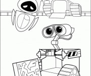 Coloriage Dessin Wall-E et Eve d&eacute;&ccedil;u