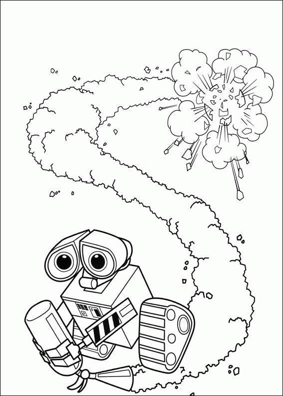 Coloriage et dessins gratuits Dessin Wall-E et l'extincteur à imprimer