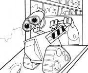 Coloriage Dessin Wall-E prend sa boite à outil
