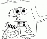 Coloriage Wall-E en pensant