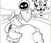 Coloriage Wall-E et Capitaine B dessin disney