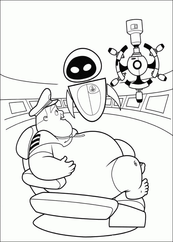 Coloriage et dessins gratuits Wall-E et Capitaine B dessin disney à imprimer