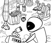 Coloriage et dessins gratuit Wall-E et Eve à imprimer