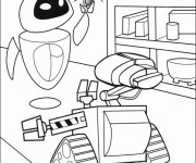 Coloriage Wall-E et Eve ont une id&eacute;e