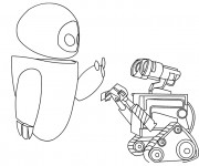 Coloriage Wall-E et Eve se parlent