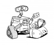 Coloriage Wall-E et son sac dessin