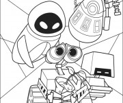 Coloriage Wall-E et une plante &agrave; la main