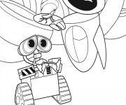 Coloriage Wall-E Eve et Hall
