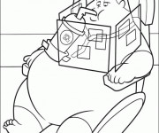 Coloriage Wall-E John entrain de boire