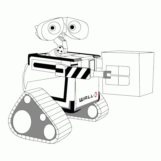 Coloriage et dessins gratuits Wall-E porte un package à imprimer