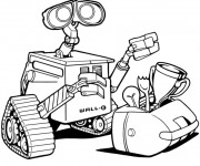 Coloriage Wall-E robot et son troph&eacute;