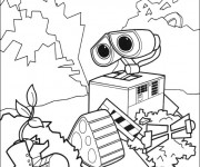 Coloriage Wall-E trouve une chaussure