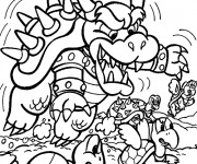 Coloriage Bowser et les Koopa Troopa