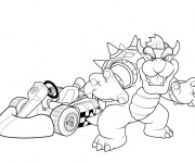 Coloriage Bowser et voiture kart