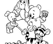 Coloriage B&eacute;b&eacute;s Winnie avec Porcinet, Tigrou et Bourriquet