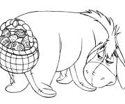 Coloriage Bourriquet avec un panier d'&oelig;ufs de P&acirc;ques
