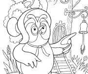 Coloriage Chouette devant de la maison de Winnie