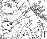 Coloriage Christopher et Kanga en sauvant Winnie