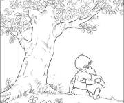 Coloriage Jean-Christophe et Winnie sous un arbre