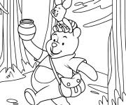 Coloriage L'ourson et le porcelet se dirigent vers l'&eacute;cole