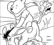 Coloriage Les amis de Winnie ourson r&eacute;sistent le coup de vent