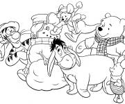Coloriage Les amis se profitent de la saison de l'hiver