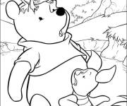 Coloriage Les aventures de Winnie, grenouille et Porcinet