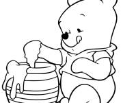 Coloriage Petit Winnie qui aime le miel