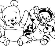 Coloriage Petits Winnie, Tigrou Bourriquet et Porcinet