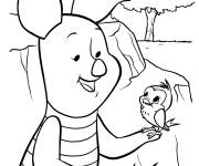 Coloriage Porcelet avec un poussin