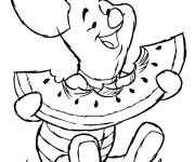 Coloriage Porcelet mange de la past&egrave;que