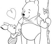 Coloriage Porcinet aime son meilleur ami Winnie Pooh