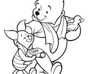 Coloriage Porcinet et Winnie vont prendre un bain