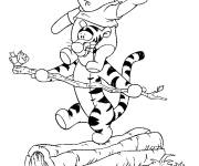 Coloriage et dessins gratuit Tigrou et Winnie sur un pont à imprimer
