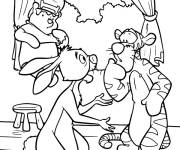 Coloriage Tigrou, Lapin et Winnie dans la maison des animaux