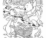 Coloriage Winnie et Coco Lapin dans le jardin