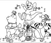 Coloriage Winnie et les animaux aimables dans la nature