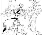 Coloriage Winnie et ses amis les animaux sur la falaise
