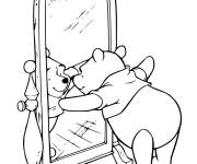 Coloriage Winnie et son reflet dans le miroir