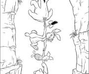 Coloriage Winnie l'ourson avec Porcinet, Coco Lapin et Bourriquet