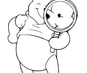 Coloriage Winnie l'ourson avec une loupe