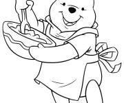Coloriage Winnie l'ourson en p&acirc;tisserie