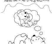 Coloriage Winnie l'ourson r&ecirc;ve de miel