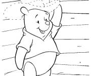 Coloriage Winnie ourson avec son chapeau &agrave; relier