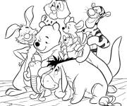 Coloriage Winnie ourson avec tous ses amis