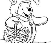 Coloriage Winnie ourson comme un lapin de P&acirc;ques