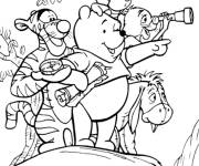 Coloriage Winnie ourson et ses amis dans la foret